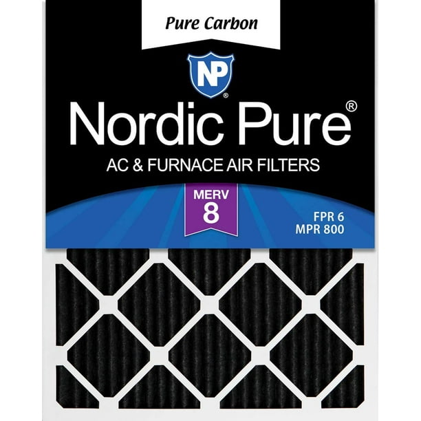 Nordic Pure 8x14x1 Exact MERV 8 Pure Carbon Pleated Odor Reduction AC Furnace Air Filters 3 Pack Nordic Pure 8x14x1 Exact MERV 8 Pure Carbon Pleated Odor Reduction AC Furnace Air Filters 3 Pack